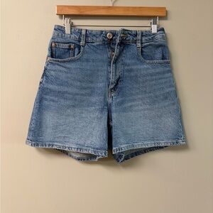 Zara Light Blue High-Rise Denim Shorts